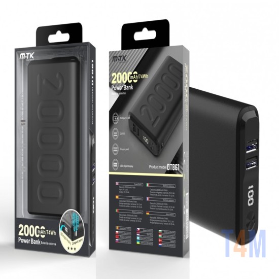 POWER BANK MTK DT861 20000MAH PRETO